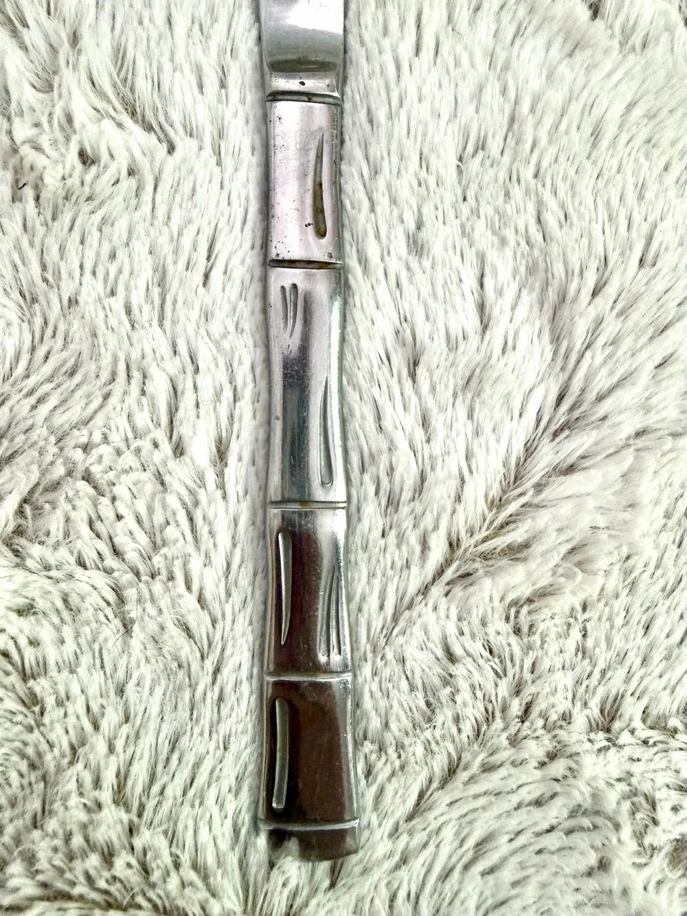 Stainless Steel Silver Dinner Knife - Elegant Bamboo-Style Handle